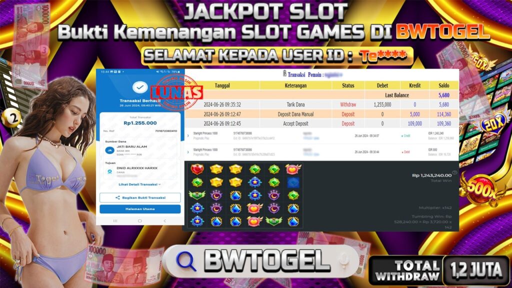 BUKTI JACKPOT SLOT STARLIGHT PRINCESS 1000 TERPERCAYA DI INDONESIA TGL 26-06-2024