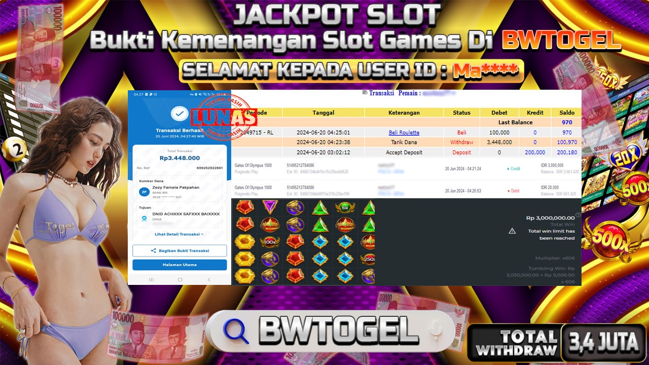 BUKTI JACKPOT SLOT GATES OF OLYMPUS 1000 TERPERCAYA DI INDONESIA TGL 20-06-2024