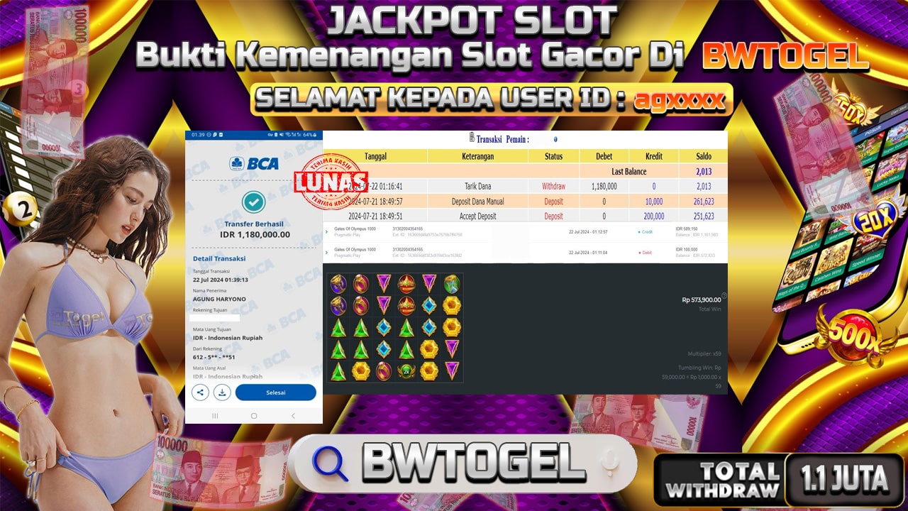 BUKTI JACKPOT SLOT GATES OF OLYMPUS 1000 TERPERCAYA DI INDONESIA TGL 22-07-2024