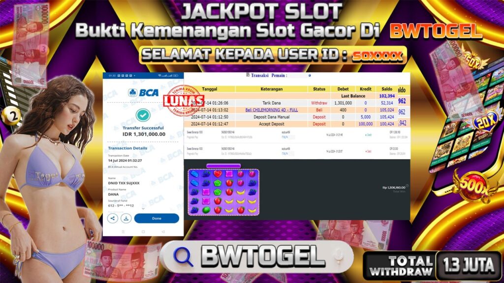 BUKTI JACKPOT SLOT SWEET BONANZA 1000 TERPERCAYA DI INDONESIA TGL 14-07-2024