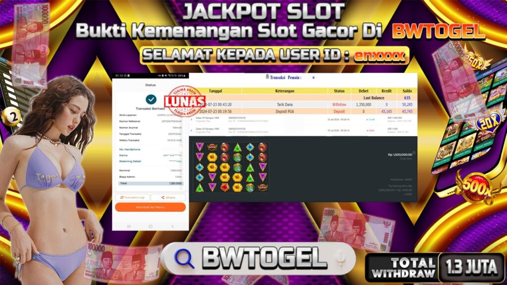 BUKTI JACKPOT SLOT GATES OF OLYMPUS 1000 TERPERCAYA DI INDONESIA TGL 23-07-2024