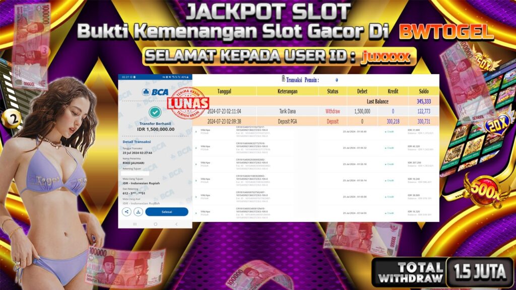 BUKTI JACKPOT SLOT WILD APE TERPERCAYA DI INDONESIA TGL 23-07-2024