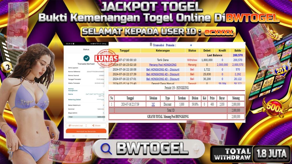 BUKTI JACKPOT TOGEL POOL HONGKONG TERPERCAYA DI INDONESIA TGL 17-07-2024