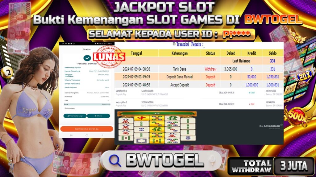 BUKTI JACKPOT SLOT MAHJONG WINS 2 TERPERCAYA DI INDONESIA TGL 09-07-2024