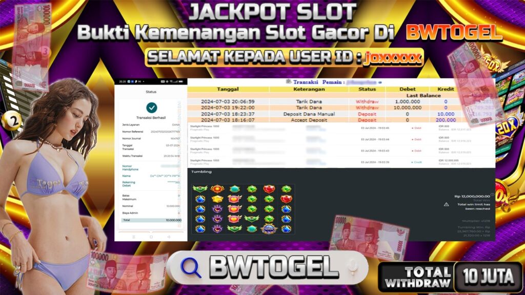 BUKTI JACKPOT SLOT STARLIGHT PRINCESS 1000 TERPERCAYA DI INDONESIA TGL 03-07-2024