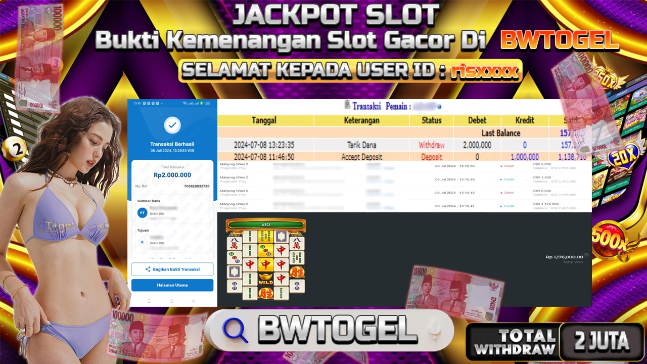 BUKTI JACKPOT SLOT MAHJONG WINS 2 TERPERCAYA DI INDONESIA TGL 08-07-2024