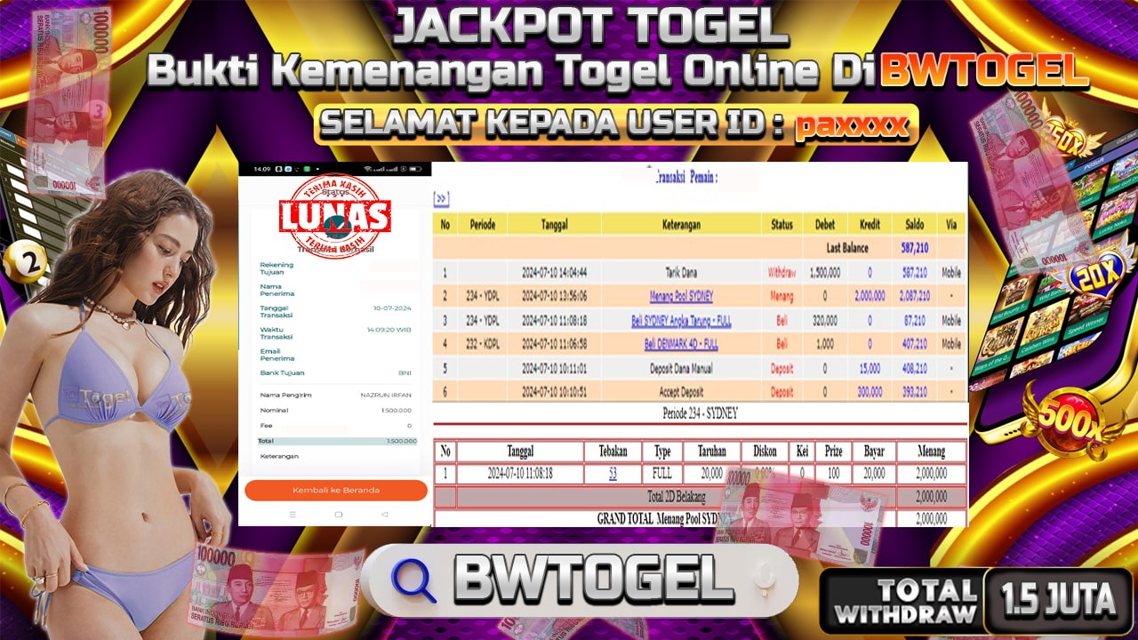 BUKTI JACKPOT TOGEL SYDNEY TERPERCAYA DI INDONESIA TGL 10-07-2024