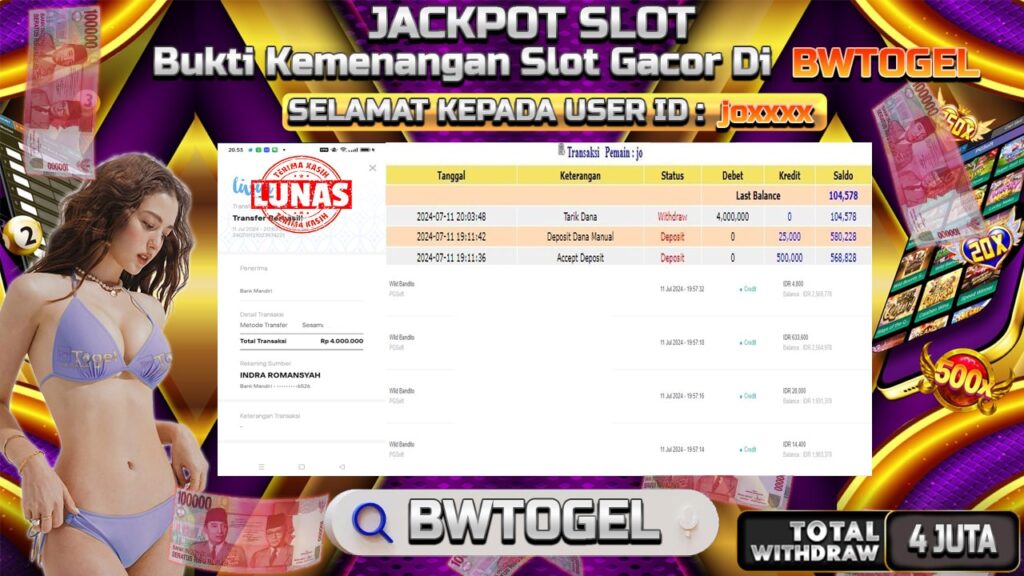 BUKTI JACKPOT SLOT WILD BANDITO TERPERCAYA DI INDONESIA TGL 11-07-2024