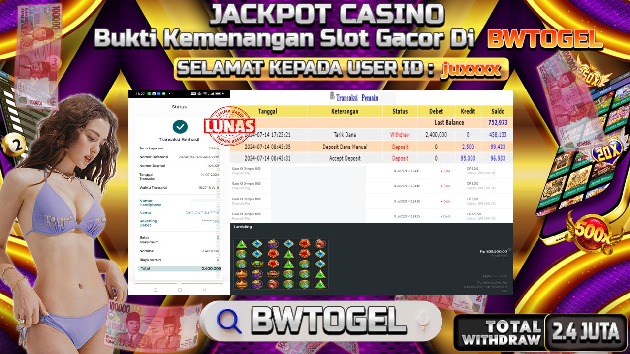 BUKTI JACKPOT SLOT GATES OF OLYMPUS 1000 TERPERCAYA DI INDONESIA TGL 14-07-2024