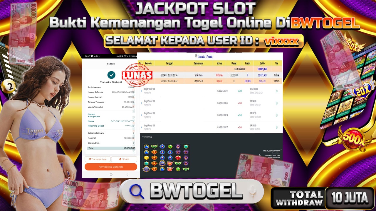 BUKTI JACKPOT SLOT STARLIGHT PRINCESS 1000 TERPERCAYA DI INDONESIA TGL 16-07-2024