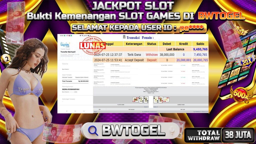 BUKTI JACKPOT SPEED BACCARAT 16 TERPERCAYA DI INDONESIA TGL 25-07-2024