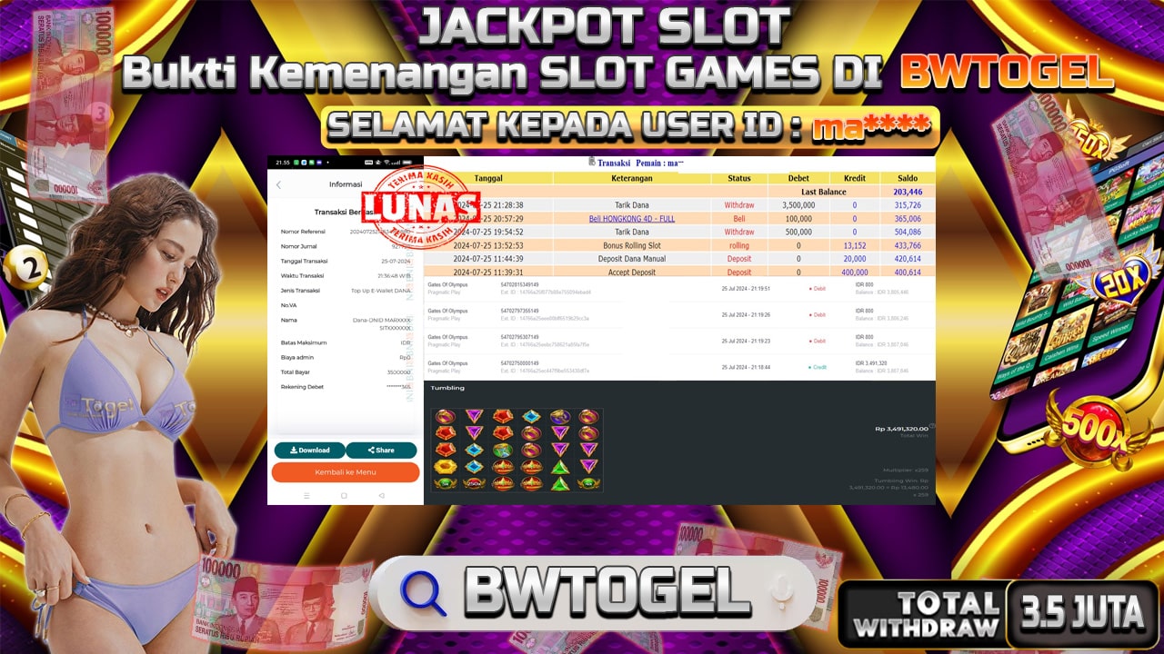 BUKTI JACKPOT SLOT GATES OF OLYMPUS TERPERCAYA DI INDONESIA TGL 25-07-2024