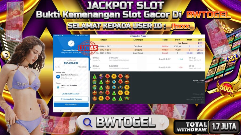 BUKTI JACKPOT SLOT 5000X MANIA TERPERCAYA DI INDONESIA TGL 04-08-2024