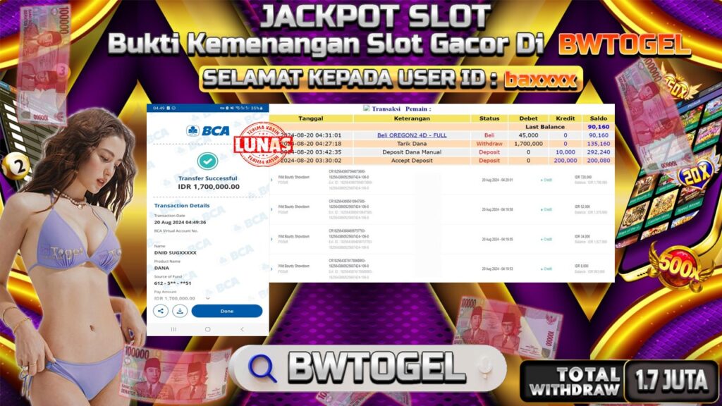 BUKTI JACKPOT SLOT WILD BOUNTY SHOWDOWN TERPERCAYA DI INDONESIA TGL 20-08-2024