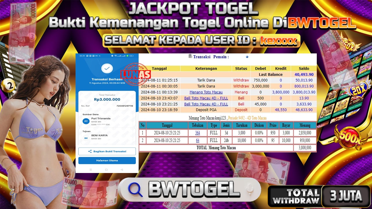 BUKTI JACKPOT TOGEL TOTO MACAU TERPERCAYA DI INDONESIA TGL 11-08-2024