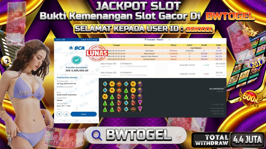 BUKTI JACKPOT SLOT GATES OF OLYMPUS 1000 TERPERCAYA DI INDONESIA TGL 25-08-2024