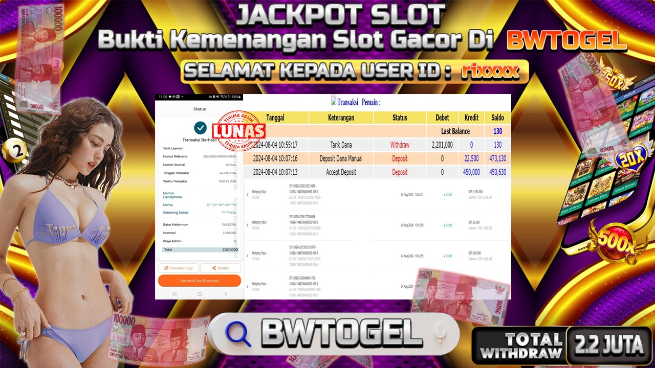 BUKTI JACKPOT SLOT MAHJONG WAYS TERPERCAYA DI INDONESIA TGL 04-08-2024