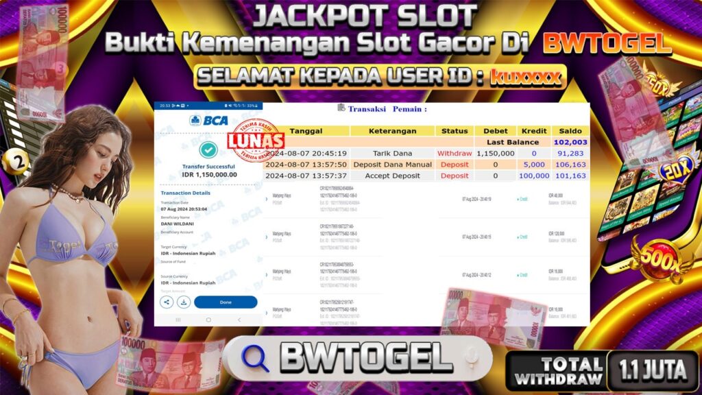 BUKTI JACKPOT SLOT MAHJONG WAYS TERPERCAYA DI INDONESIA TGL 07-08-2024