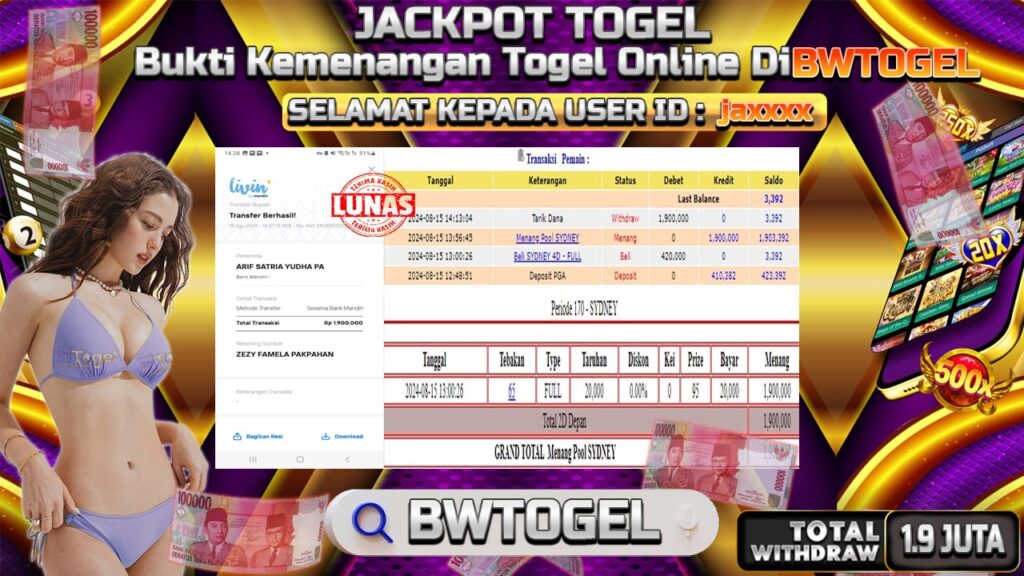 BUKTI JACKPOT TOGEL ONLINE POOL SYDNEY TERPERCAYA DI INDONESIA TGL 15-08-2024