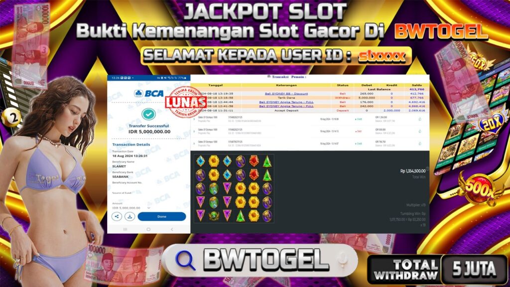 BUKTI JACKPOT SLOT GATES OF OLYMPUS 1000 TERPERCAYA DI INDONESIA TGL 18-08-2024