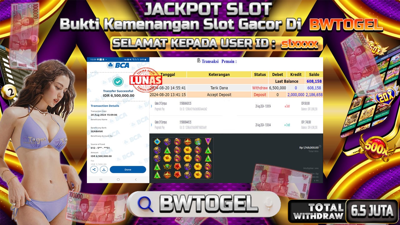 BUKTI JACKPOT SLOT GATES OF OLYMPUS TERPERCAYA DI INDONESIA TGL 20-08-2024