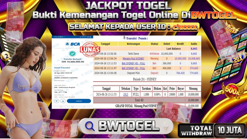 BUKTI JACKPOT TOGEL ONLINE POOL SYDNEY TERPERCAYA DI INDONESIA TGL 24-08-2024