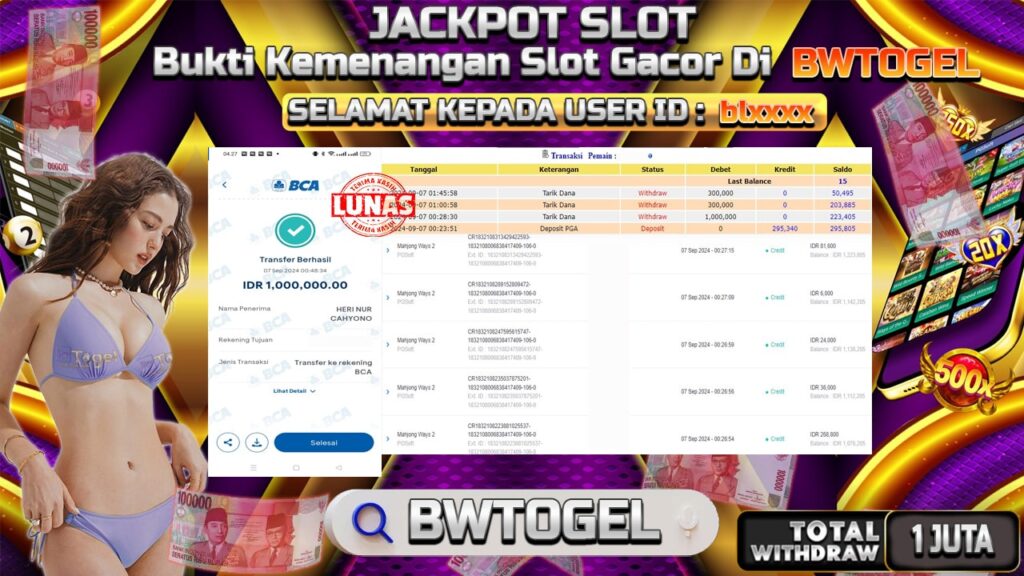 BUKTI JACKPOT SLOT MAHJONG WAYS 2 TERPERCAYA DI INDONESIA TGL 07-09-2024