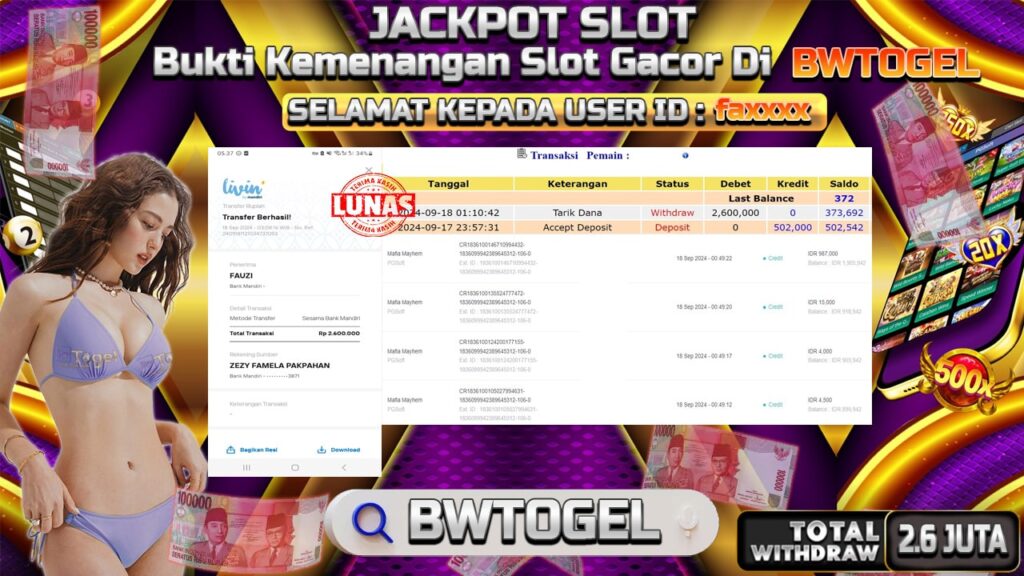 BUKTI JACKPOT SLOT MAFIA MAYHEM TERPERCAYA DI INDONESIA TGL 18-09-2024