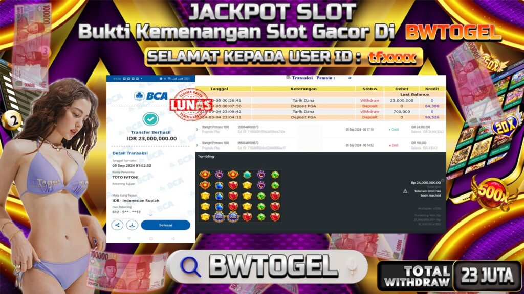 BUKTI JACKPOT SLOT STARLIGHT PRINCESS 1000 TERPERCAYA DI INDONESIA TGL 05-09-2024