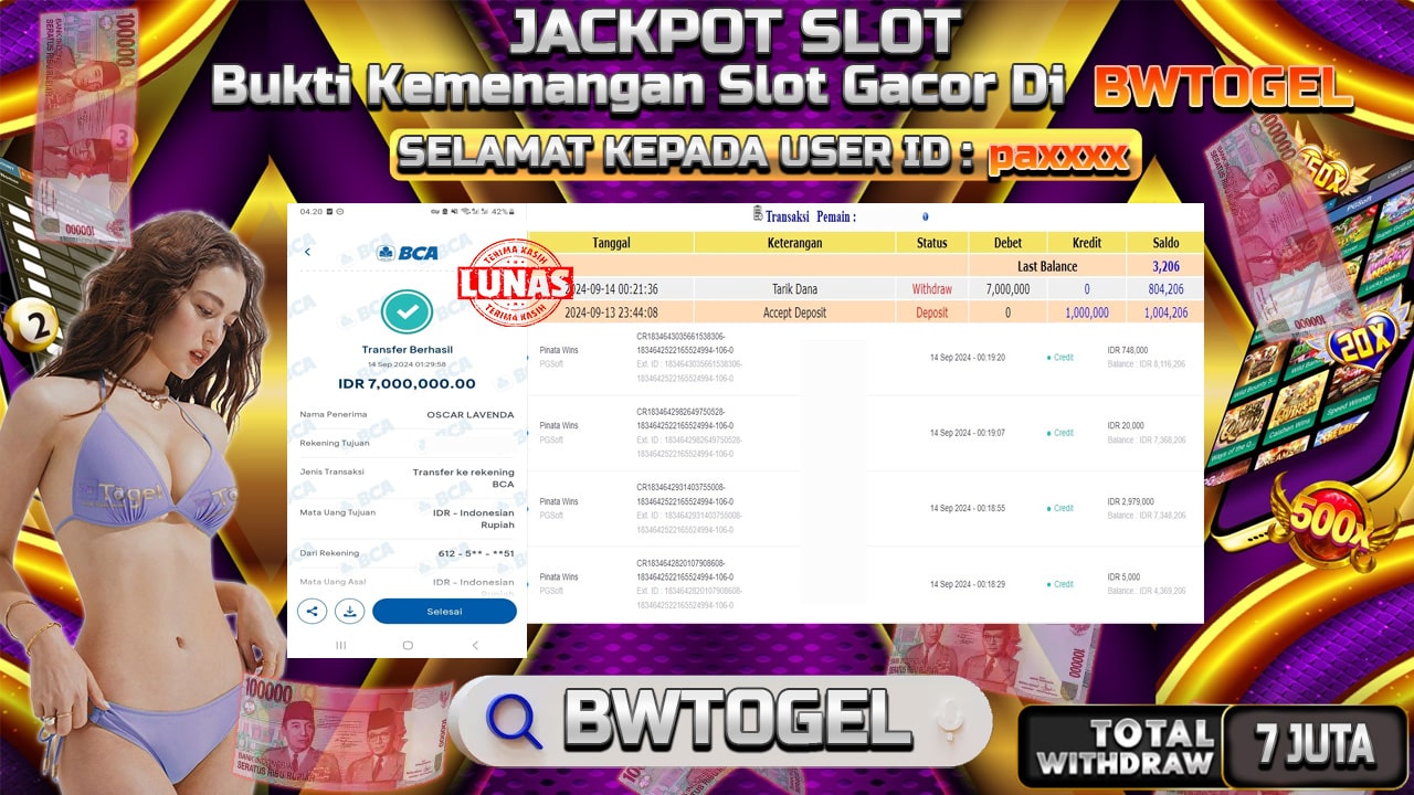 BUKTI JACKPOT SLOT PINATA WINS TERPERCAYA DI INDONESIA TGL 14-09-2024