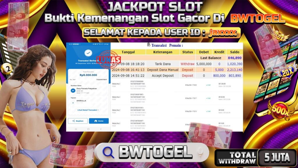 BUKTI JACKPOT SLOT MAHJONG WAYS 2 TERPERCAYA DI INDONESIA TGL 08-09-2024