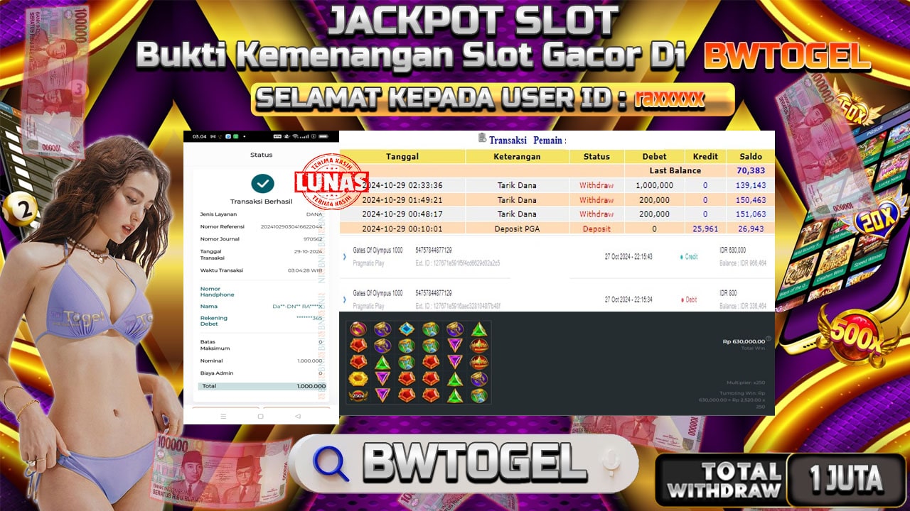 BUKTI JACKPOT SLOT GATES OF OLYMPUS 1000 TERPERCAYA DI INDONESIA TGL 29-10-2024