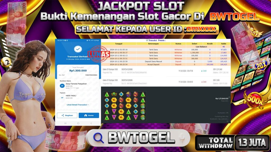 BUKTI JACKPOT SLOT GATES OF OLYMPUS 1000 TERPERCAYA DI INDONESIA TGL 11-10-2024