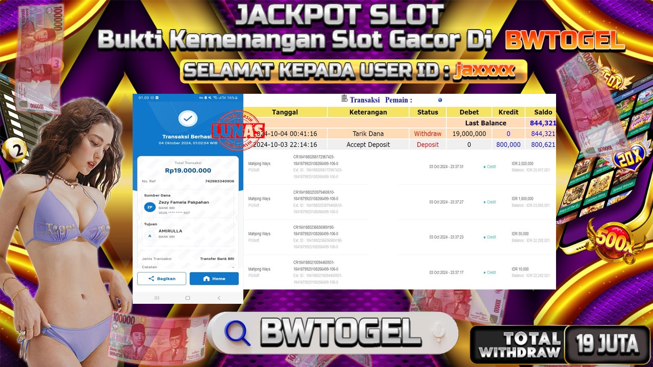 BUKTI JACKPOT SLOT MAHJONG WAYS TERPERCAYA DI INDONESIA TGL 04-10-2024