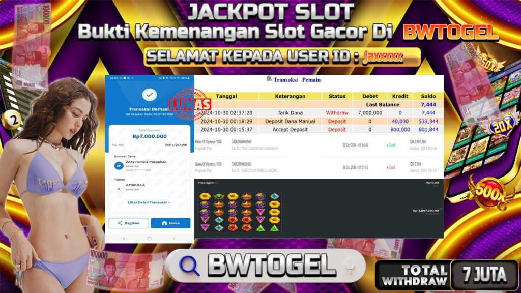 BUKTI JACKPOT SLOT GATES OF OLYMPUS 1000 TERPERCAYA DI INDONESIA TGL 30-10-2024