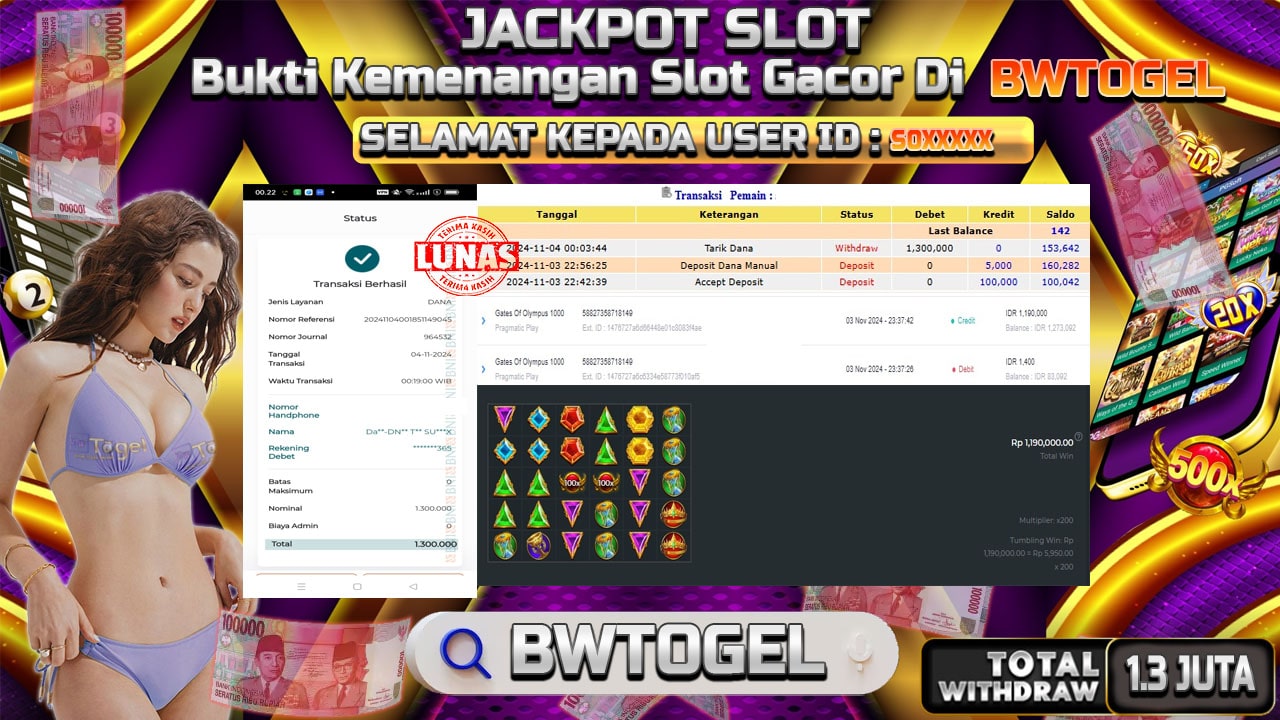 BUKTI JACKPOT SLOT GATES OF OLYMPUS 1000 TERPERCAYA DI INDONESIA TGL 04-11-2024