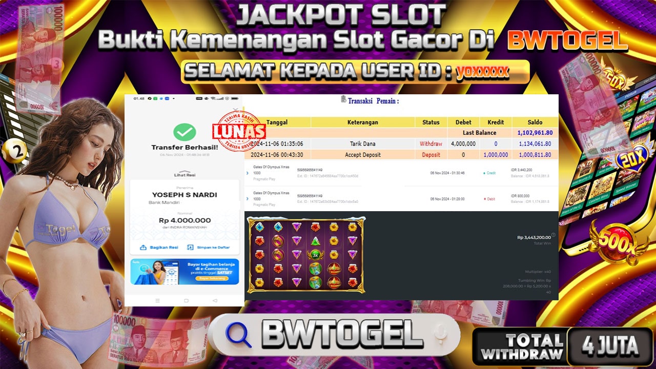 BUKTI JACKPOT SLOT GATES OF OLYMPUS XMAS 1000 TERPERCAYA DI INDONESIA TGL 06-11-2024