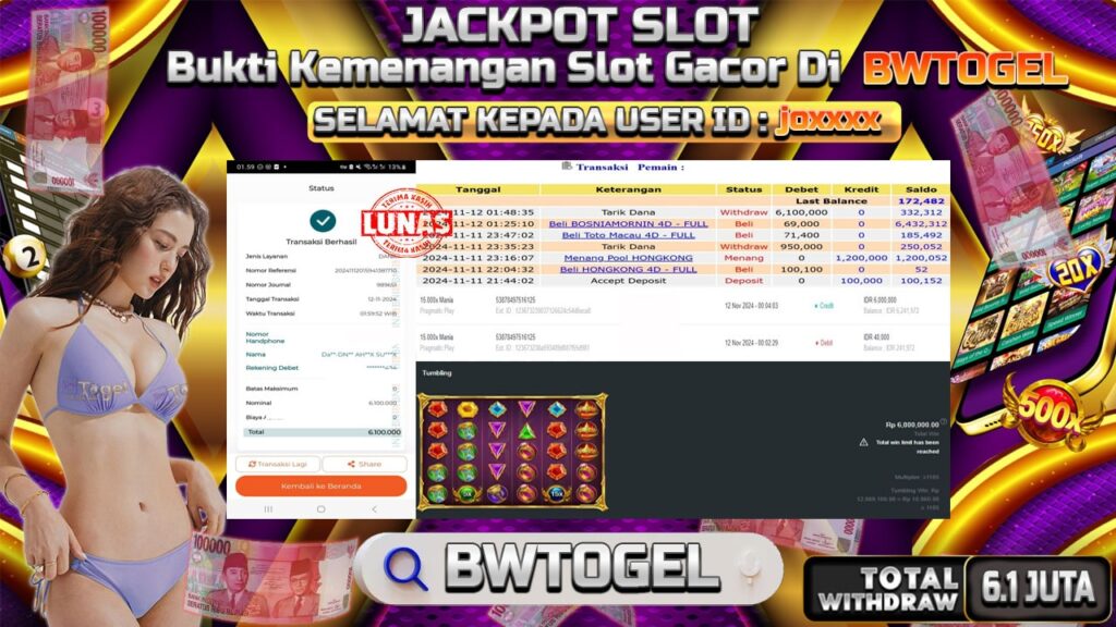 BUKTI JACKPOT SLOT 15.000X MANIA TERPERCAYA DI INDONESIA TGL 12-11-2024