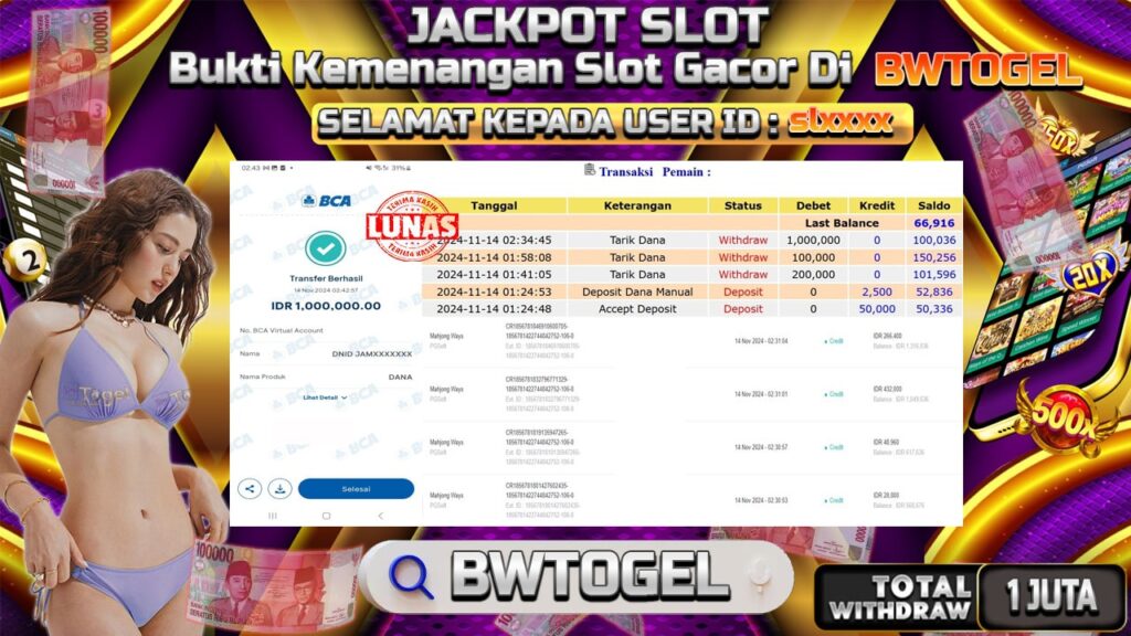 BUKTI JACKPOT SLOT MAHJONG WAYS TERPERCAYA DI INDONESIA TGL 14-11-2024