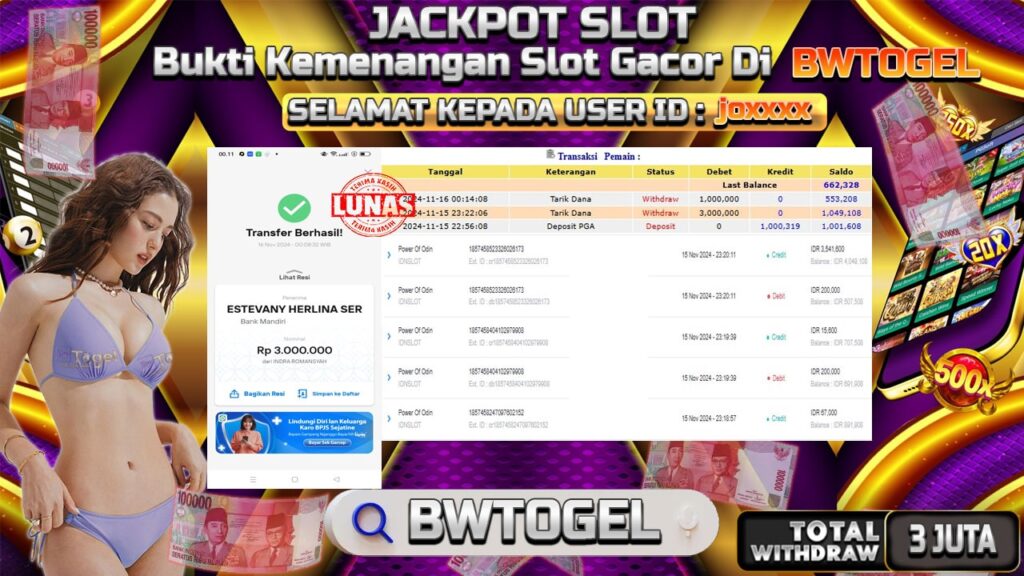 BUKTI JACKPOT SLOT POWER OF ODIN TERPERCAYA DI INDONESIA TGL 16-11-2024